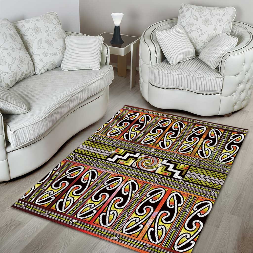Maori Matariki Area Rug Yellow Galaxy Aesthetic Koru Art