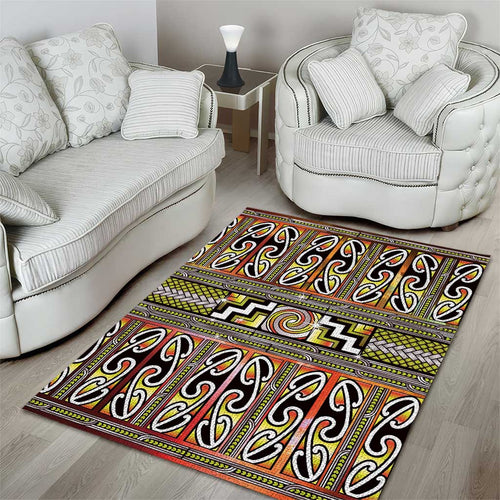 Maori Matariki Area Rug Yellow Galaxy Aesthetic Koru Art