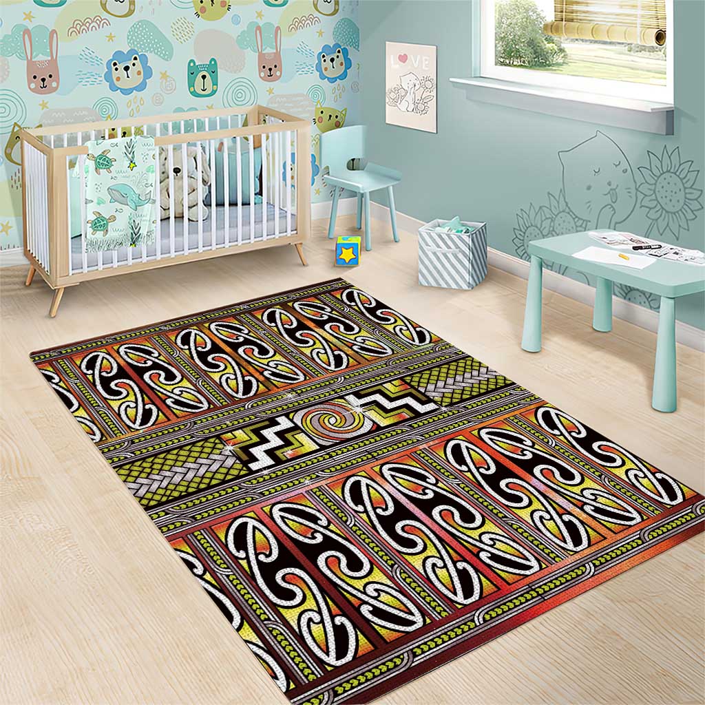 Maori Matariki Area Rug Yellow Galaxy Aesthetic Koru Art