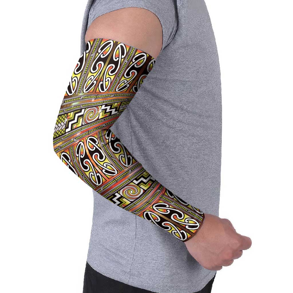 Maori Matariki Arm Sleeves Yellow Galaxy Aesthetic Koru Art