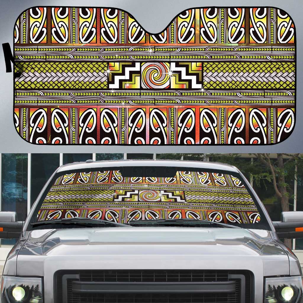 Maori Matariki Auto Sun Shade Yellow Galaxy Aesthetic Koru Art