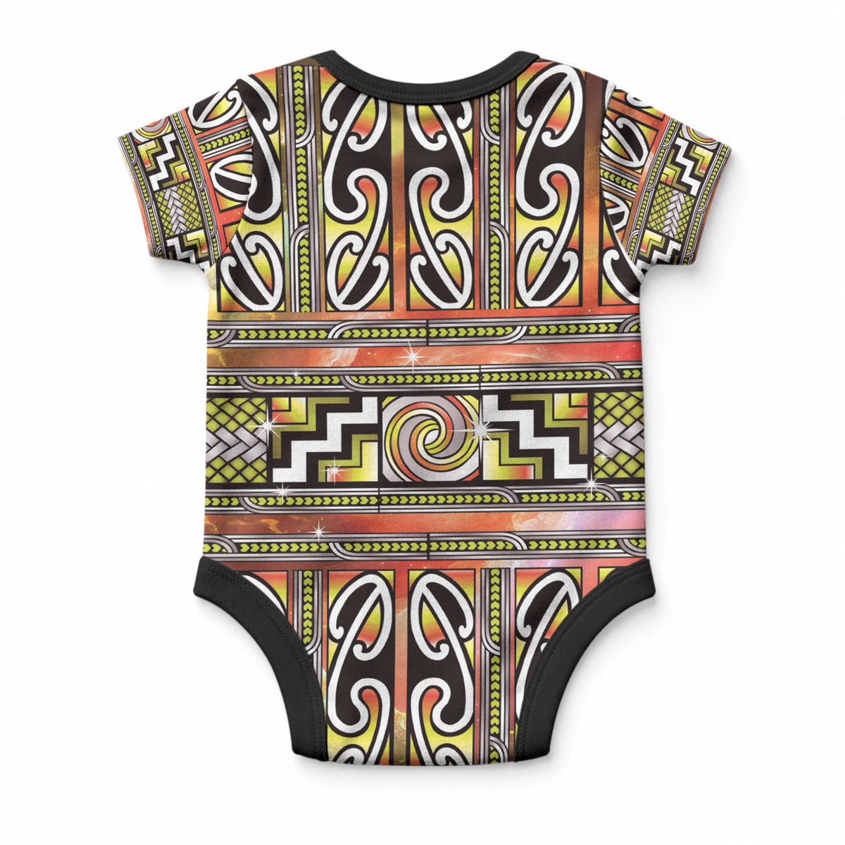 Maori Matariki Baby Onesie Yellow Galaxy Aesthetic Koru Art