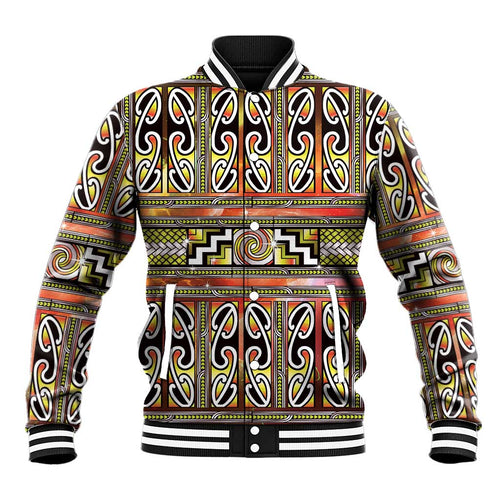 Maori Matariki Baseball Jacket Yellow Galaxy Aesthetic Koru Art
