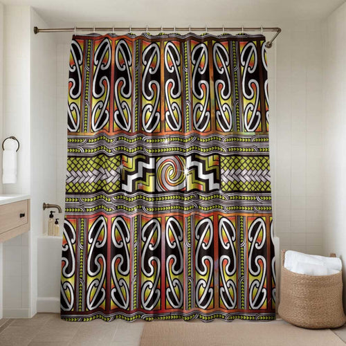 Maori Matariki Bathroom Set Yellow Galaxy Aesthetic Koru Art