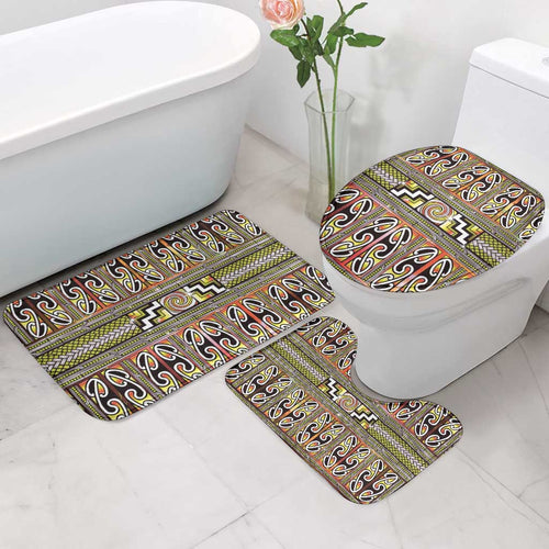 Maori Matariki Bathroom Set Yellow Galaxy Aesthetic Koru Art