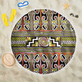 Maori Matariki Beach Blanket Yellow Galaxy Aesthetic Koru Art