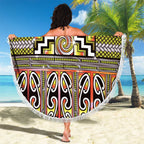 Maori Matariki Beach Blanket Yellow Galaxy Aesthetic Koru Art