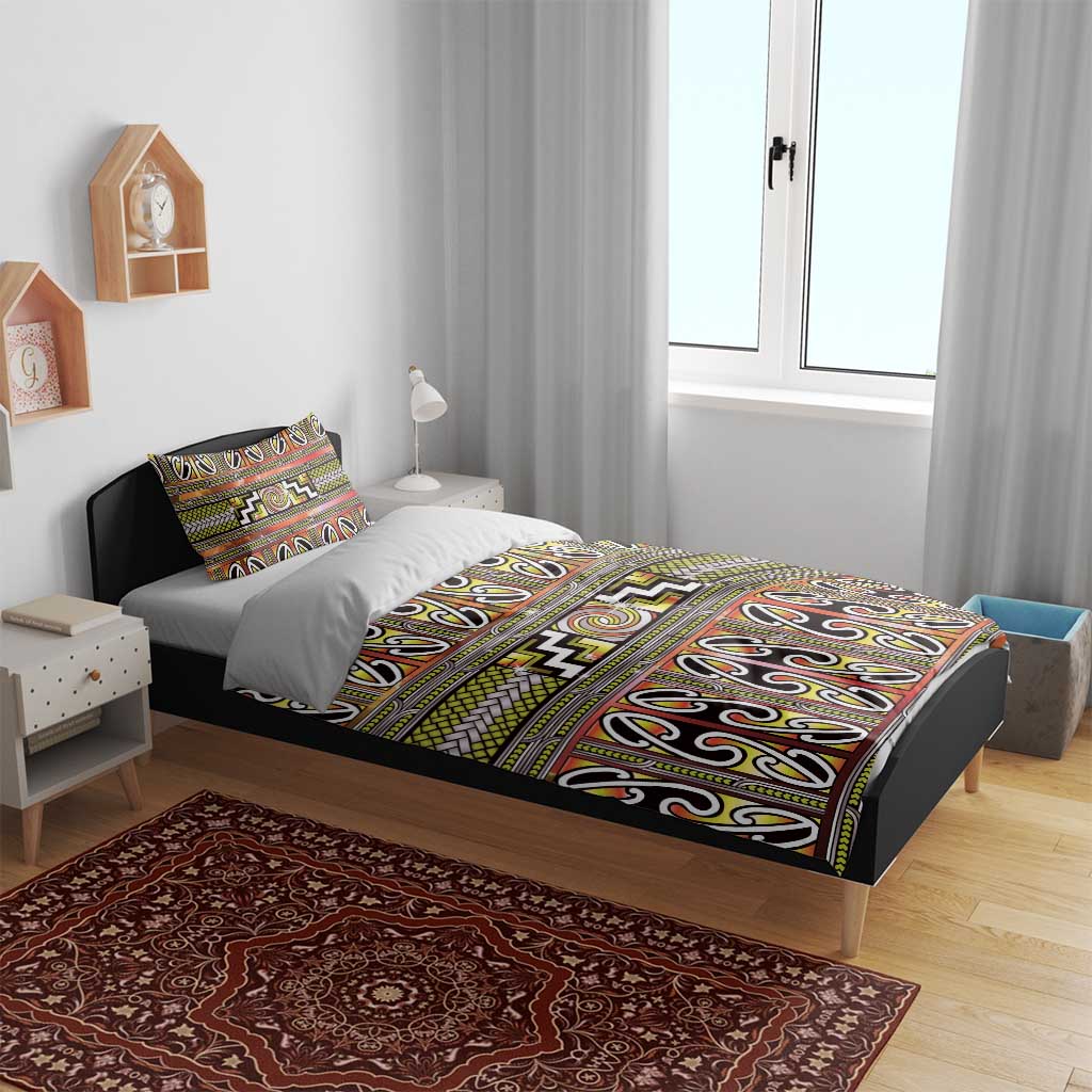 Maori Matariki Bedding Set Yellow Galaxy Aesthetic Koru Art