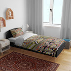 Maori Matariki Bedding Set Yellow Galaxy Aesthetic Koru Art