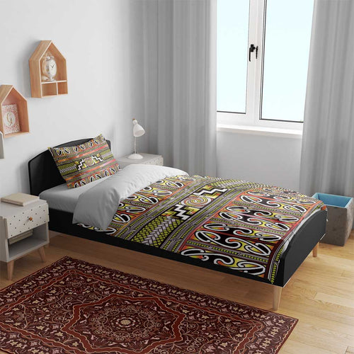 Maori Matariki Bedding Set Yellow Galaxy Aesthetic Koru Art