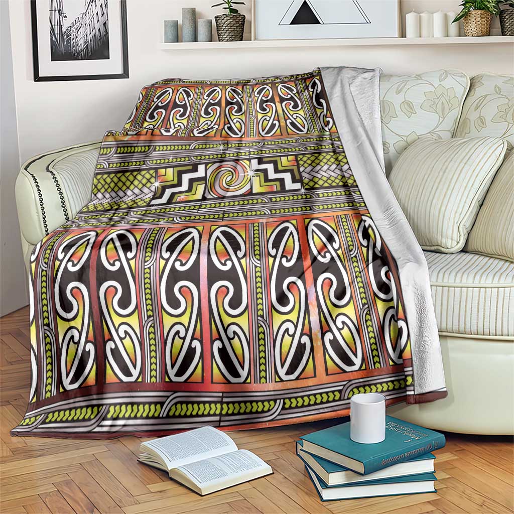 Maori Matariki Blanket Yellow Galaxy Aesthetic Koru Art