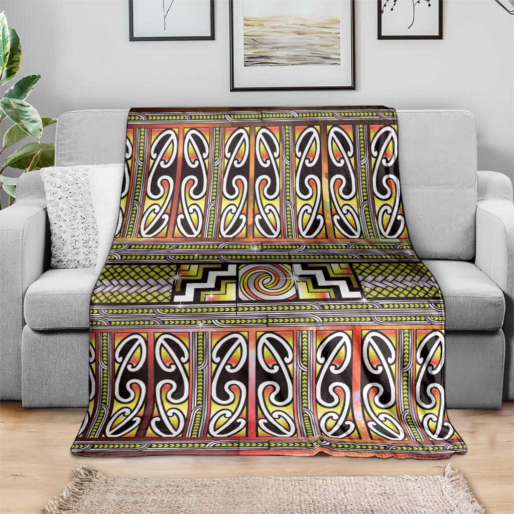Maori Matariki Blanket Yellow Galaxy Aesthetic Koru Art