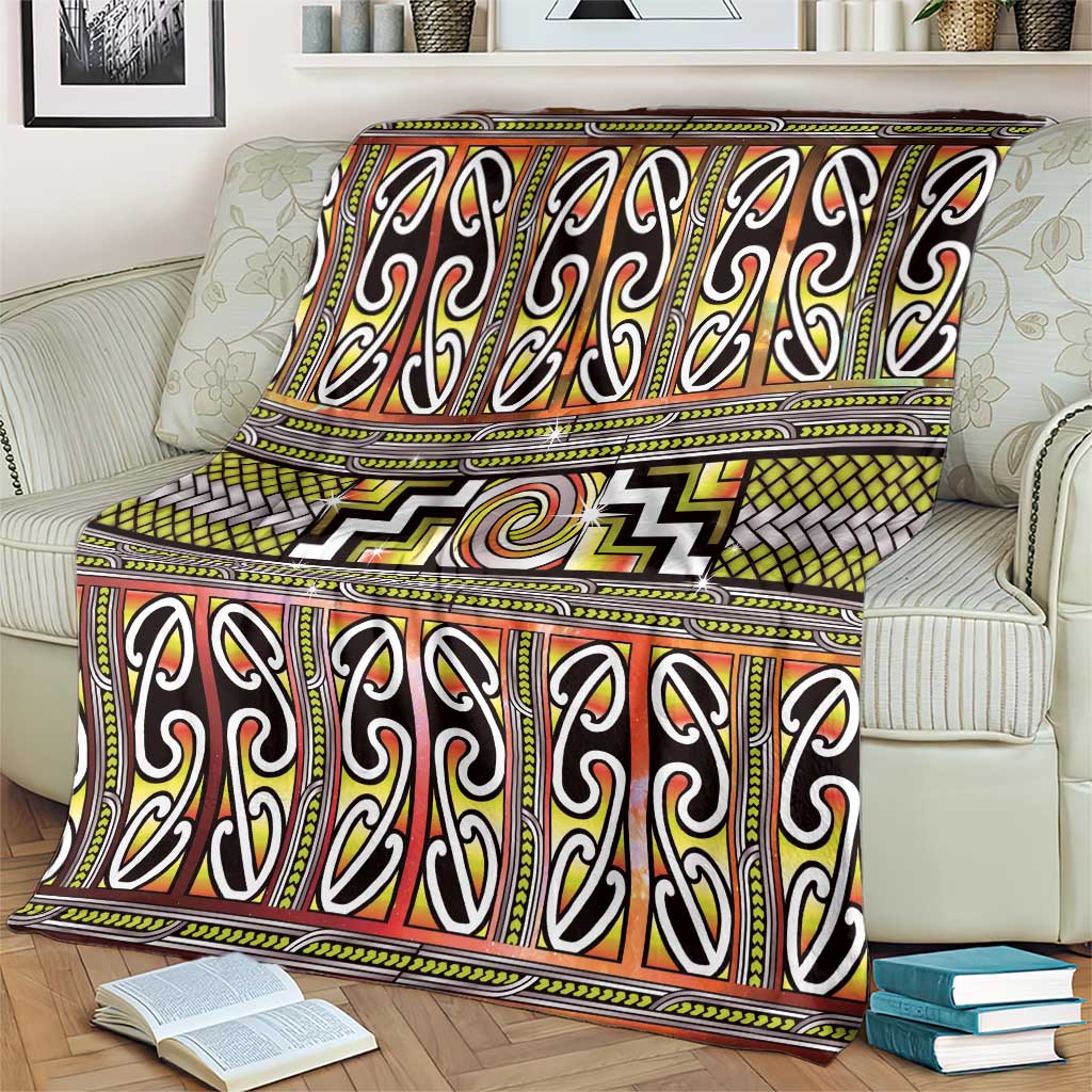 Maori Matariki Blanket Yellow Galaxy Aesthetic Koru Art