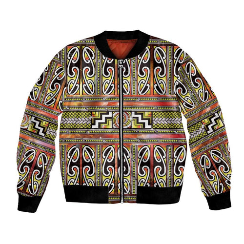 Maori Matariki Bomber Jacket Yellow Galaxy Aesthetic Koru Art
