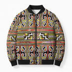 Maori Matariki Bomber Puffer Jacket Yellow Galaxy Aesthetic Koru Art