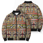 Maori Matariki Bomber Puffer Jacket Yellow Galaxy Aesthetic Koru Art
