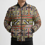 Maori Matariki Bomber Puffer Jacket Yellow Galaxy Aesthetic Koru Art