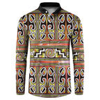 Maori Matariki Button Sweatshirt Yellow Galaxy Aesthetic Koru Art