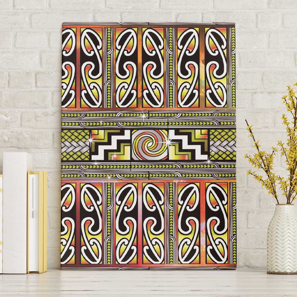 Maori Matariki Canvas Wall Art Yellow Galaxy Aesthetic Koru Art