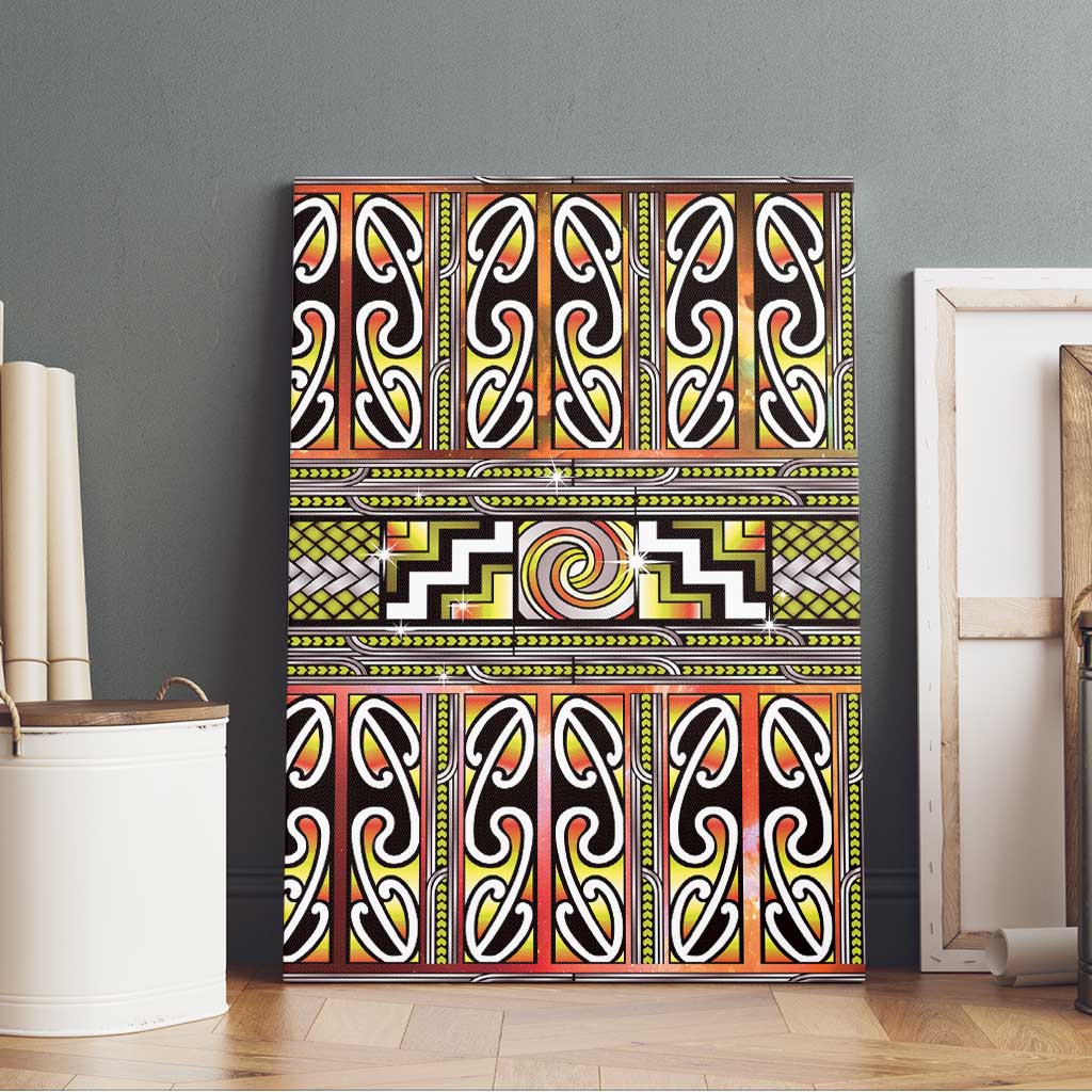 Maori Matariki Canvas Wall Art Yellow Galaxy Aesthetic Koru Art