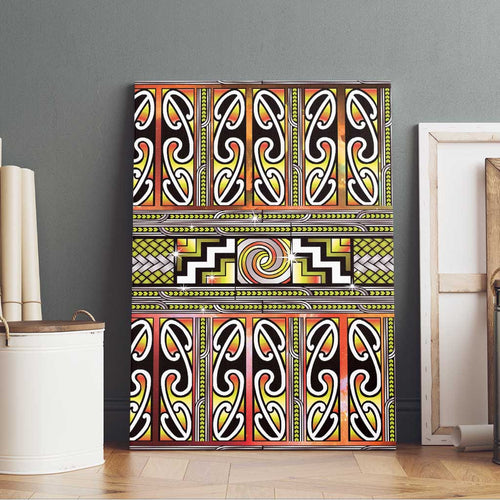 Maori Matariki Canvas Wall Art Yellow Galaxy Aesthetic Koru Art