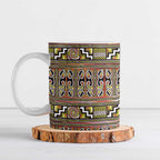 Maori Matariki Ceramic Mug Yellow Galaxy Aesthetic Koru Art