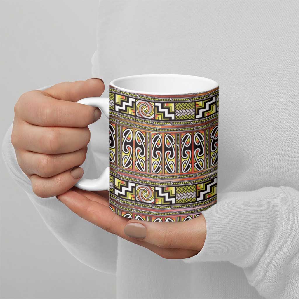 Maori Matariki Ceramic Mug Yellow Galaxy Aesthetic Koru Art