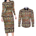 Maori Matariki Couples Matching Long Sleeve Bodycon Dress and Long Sleeve Button Shirt Yellow Galaxy Aesthetic Koru Art