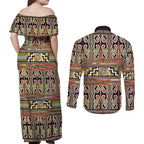 Maori Matariki Couples Matching Off Shoulder Maxi Dress and Long Sleeve Button Shirt Yellow Galaxy Aesthetic Koru Art
