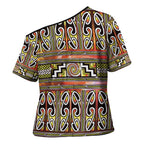 Maori Matariki Cross Shoulder Shirt Yellow Galaxy Aesthetic Koru Art