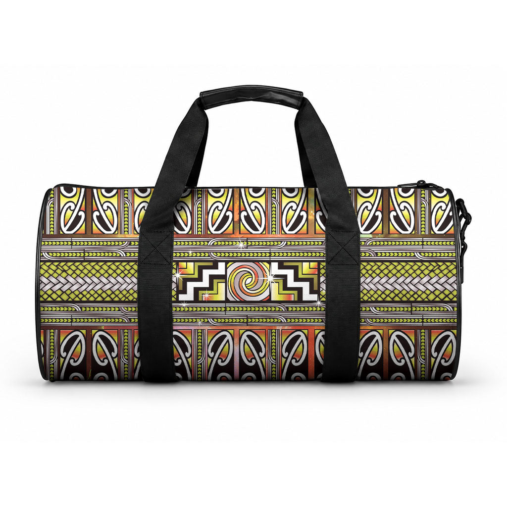 Maori Matariki Duffle Bag Yellow Galaxy Aesthetic Koru Art