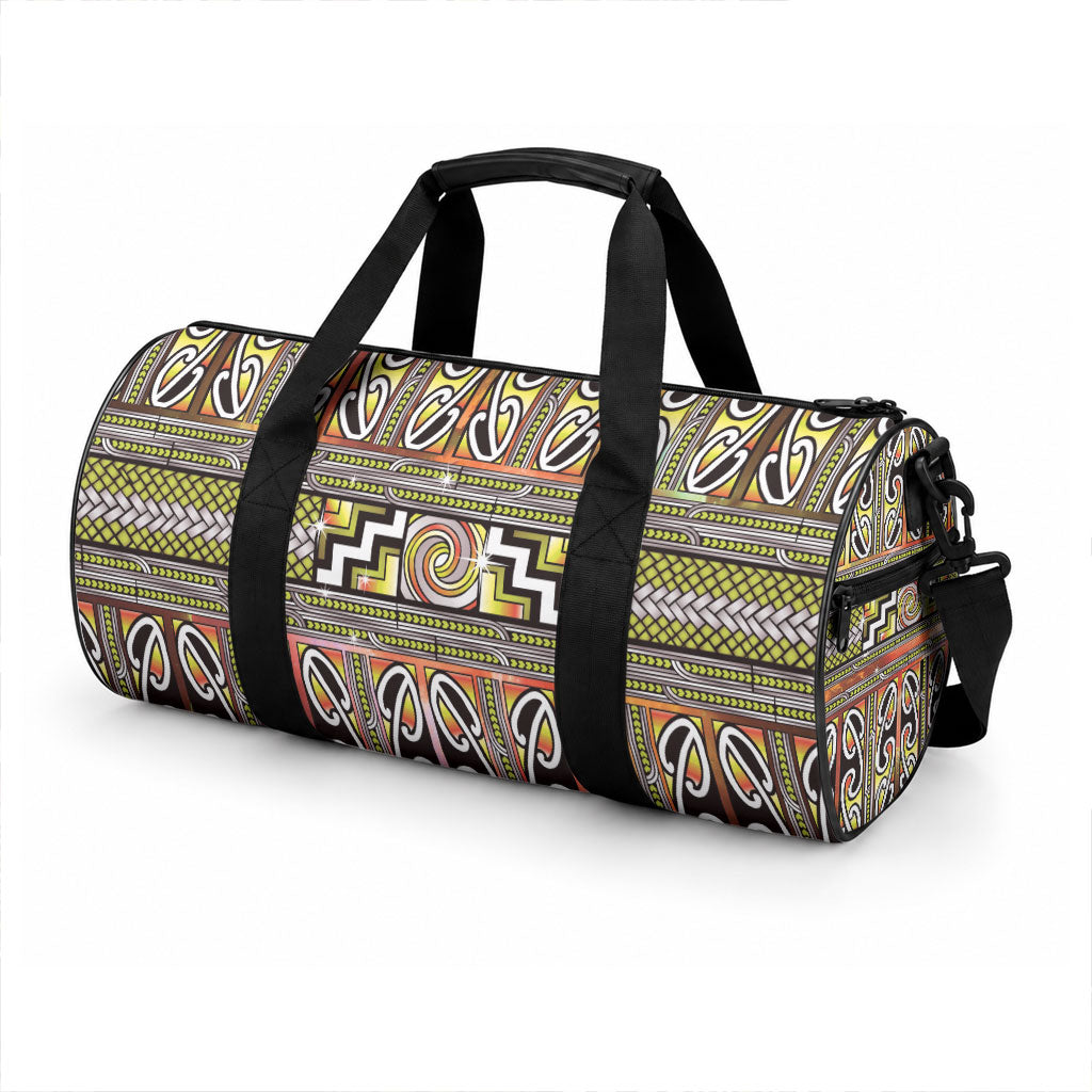 Maori Matariki Duffle Bag Yellow Galaxy Aesthetic Koru Art