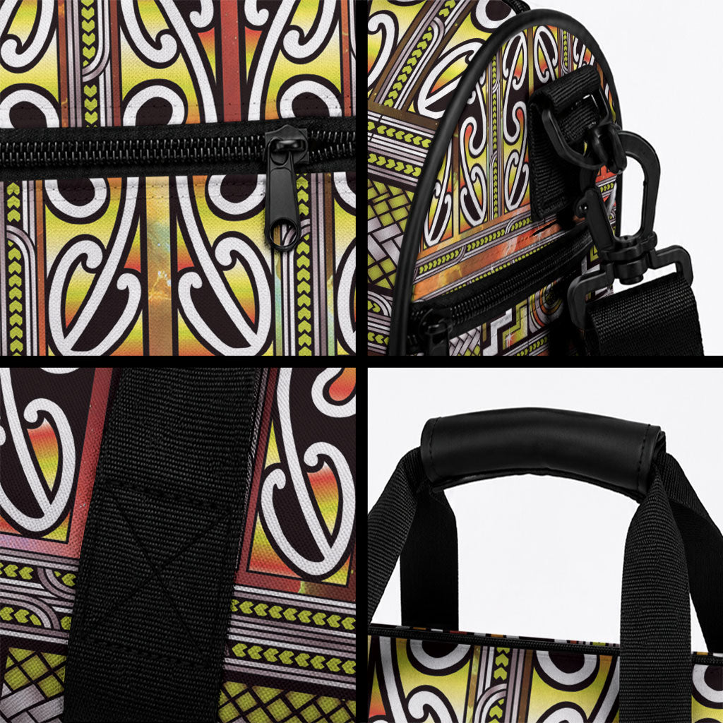 Maori Matariki Duffle Bag Yellow Galaxy Aesthetic Koru Art