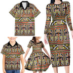 Maori Matariki Family Matching Long Sleeve Bodycon Dress and Hawaiian Shirt Yellow Galaxy Aesthetic Koru Art