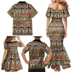 Maori Matariki Family Matching Mermaid Dress and Hawaiian Shirt Yellow Galaxy Aesthetic Koru Art