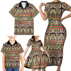 Maori Matariki Family Matching Short Sleeve Bodycon Dress and Hawaiian Shirt Yellow Galaxy Aesthetic Koru Art