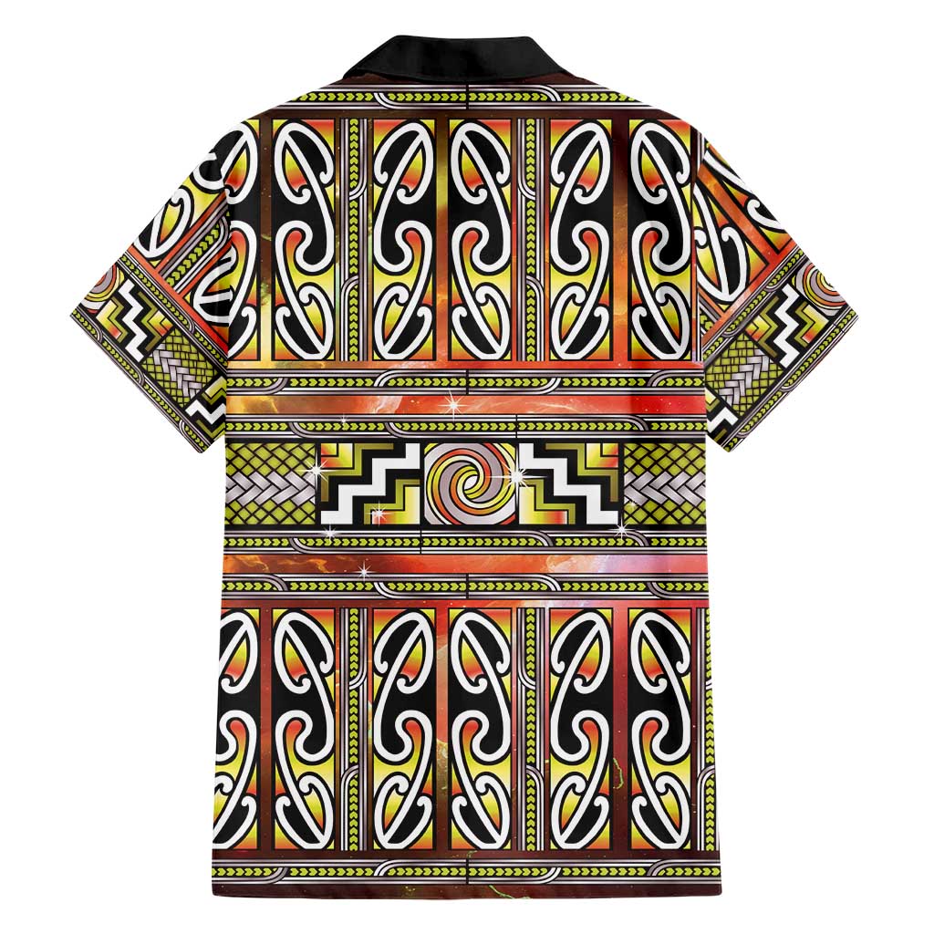 Maori Matariki Family Matching Short Sleeve Bodycon Dress and Hawaiian Shirt Yellow Galaxy Aesthetic Koru Art