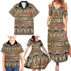 Maori Matariki Family Matching Summer Maxi Dress and Hawaiian Shirt Yellow Galaxy Aesthetic Koru Art