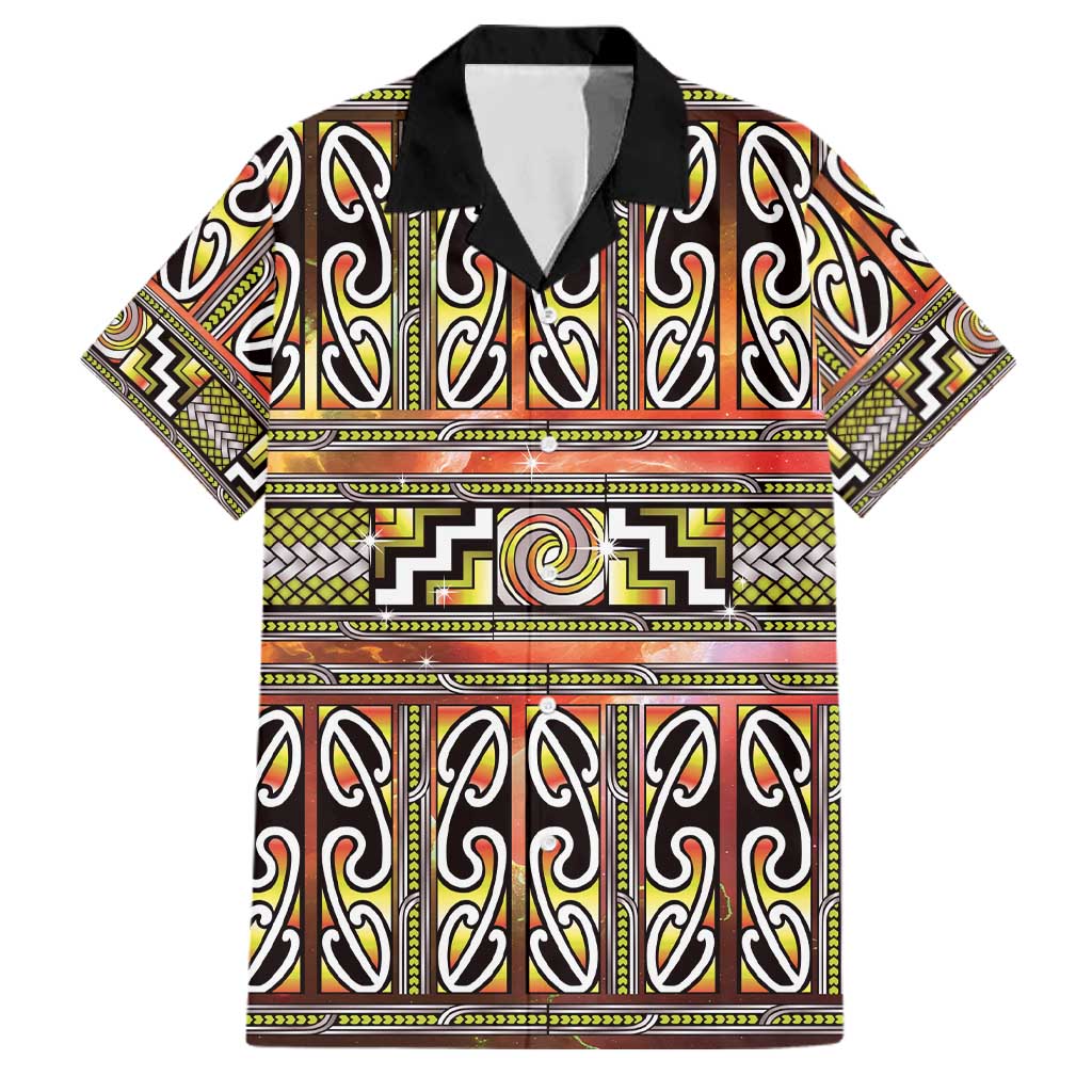 Maori Matariki Family Matching Summer Maxi Dress and Hawaiian Shirt Yellow Galaxy Aesthetic Koru Art