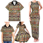 Maori Matariki Family Matching Tank Maxi Dress and Hawaiian Shirt Yellow Galaxy Aesthetic Koru Art