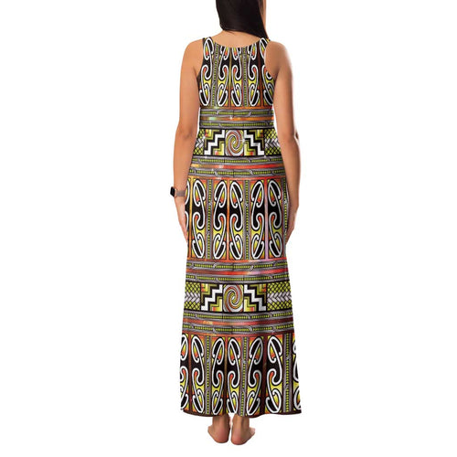Maori Matariki Family Matching Tank Maxi Dress and Hawaiian Shirt Yellow Galaxy Aesthetic Koru Art