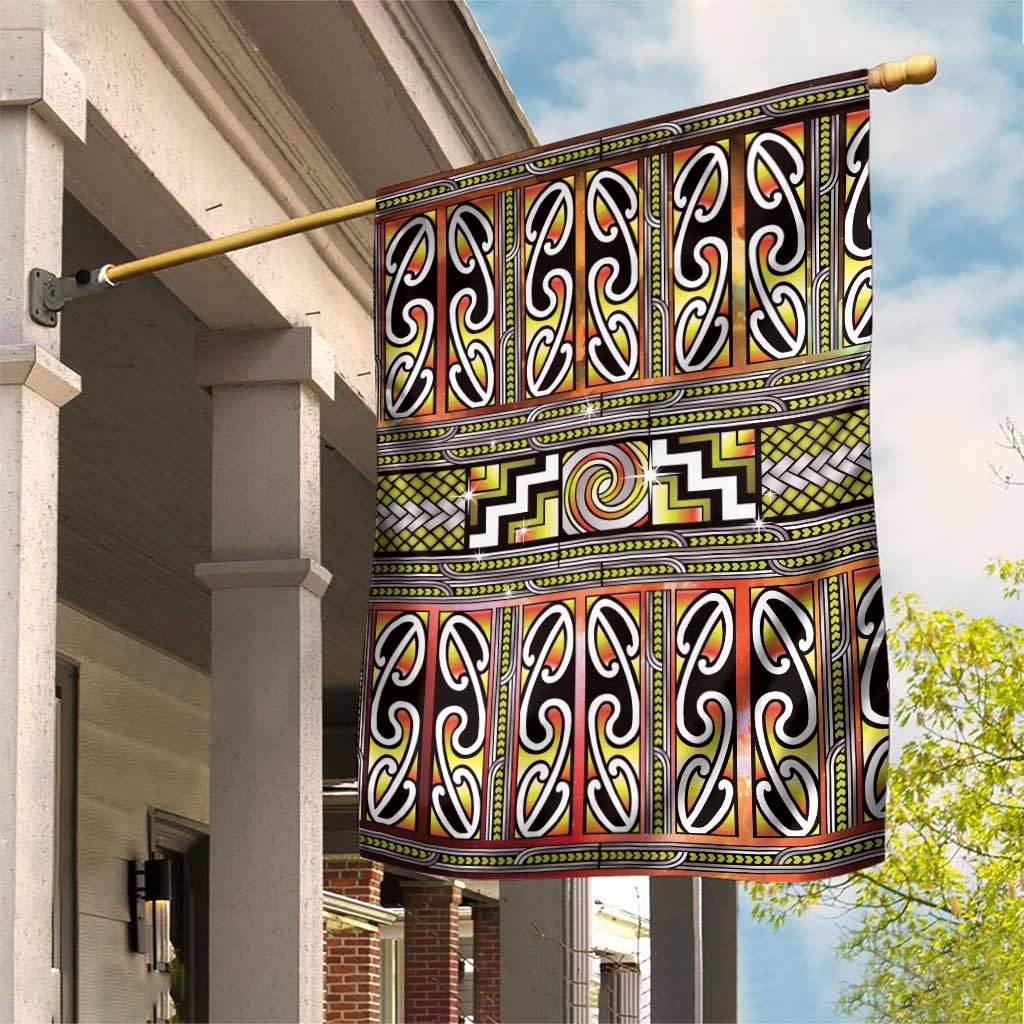 Maori Matariki Garden Flag Yellow Galaxy Aesthetic Koru Art