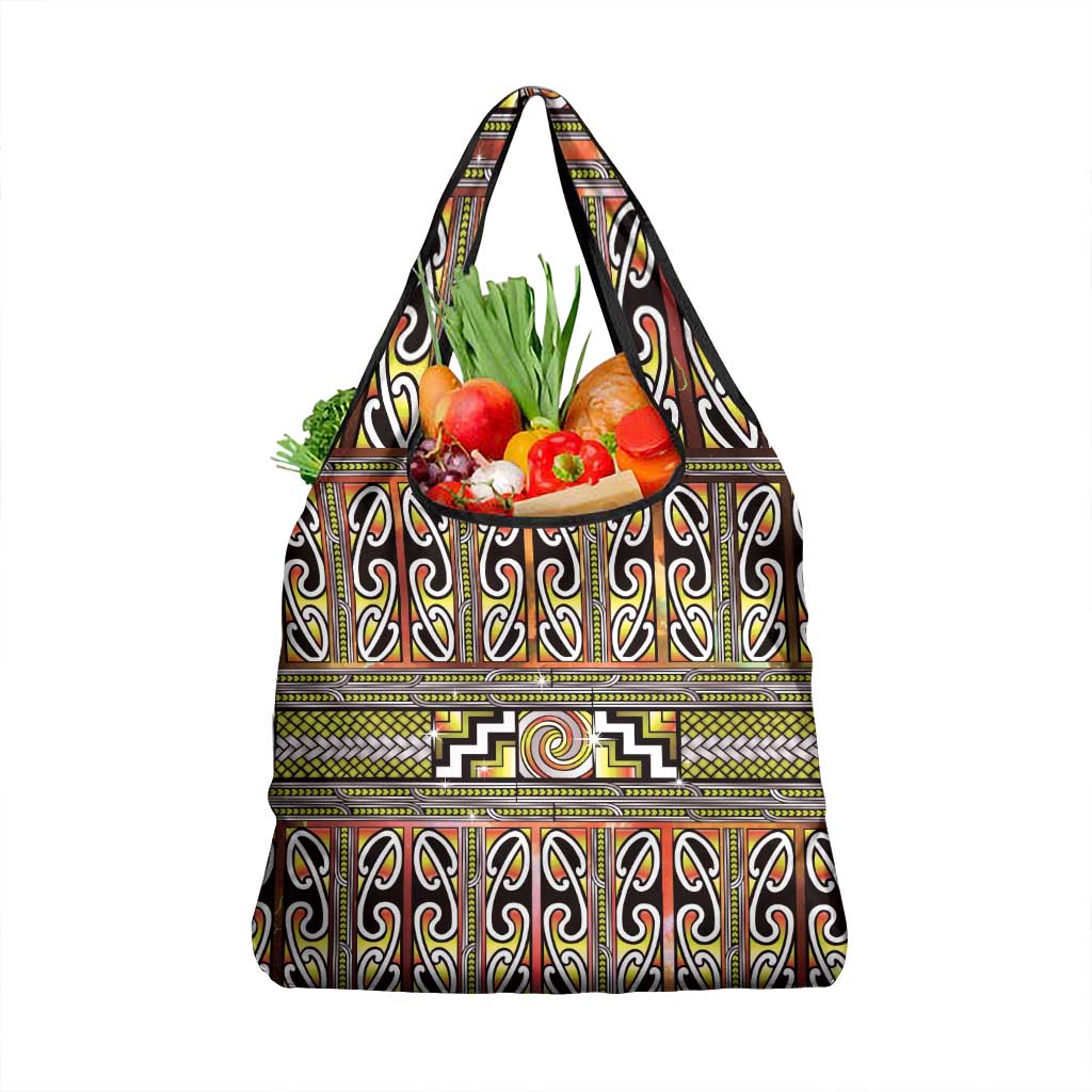 Maori Matariki Grocery Bag Yellow Galaxy Aesthetic Koru Art