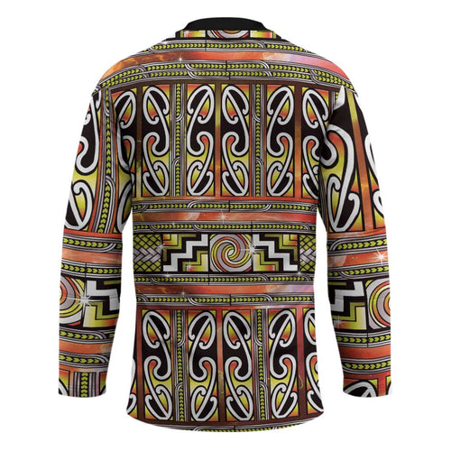 Maori Matariki Hockey Jersey Yellow Galaxy Aesthetic Koru Art