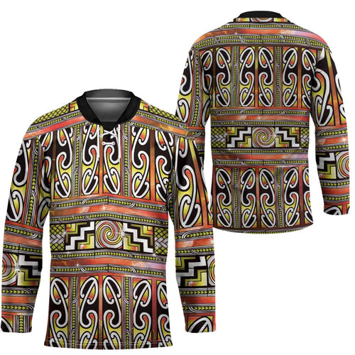 Maori Matariki Hockey Jersey Yellow Galaxy Aesthetic Koru Art