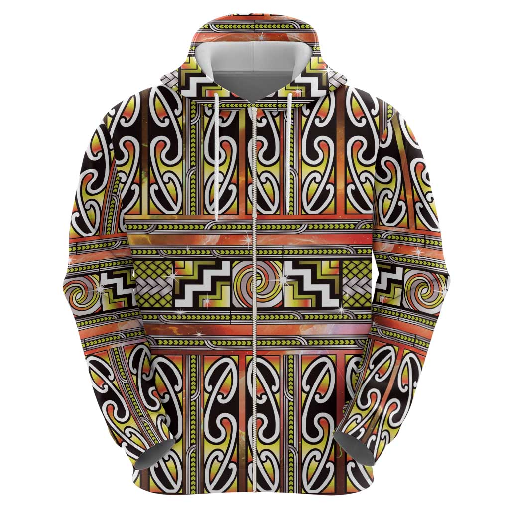 Maori Matariki Hoodie Yellow Galaxy Aesthetic Koru Art