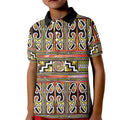 Maori Matariki Kid Polo Shirt Yellow Galaxy Aesthetic Koru Art