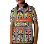 Maori Matariki Kid Polo Shirt Yellow Galaxy Aesthetic Koru Art