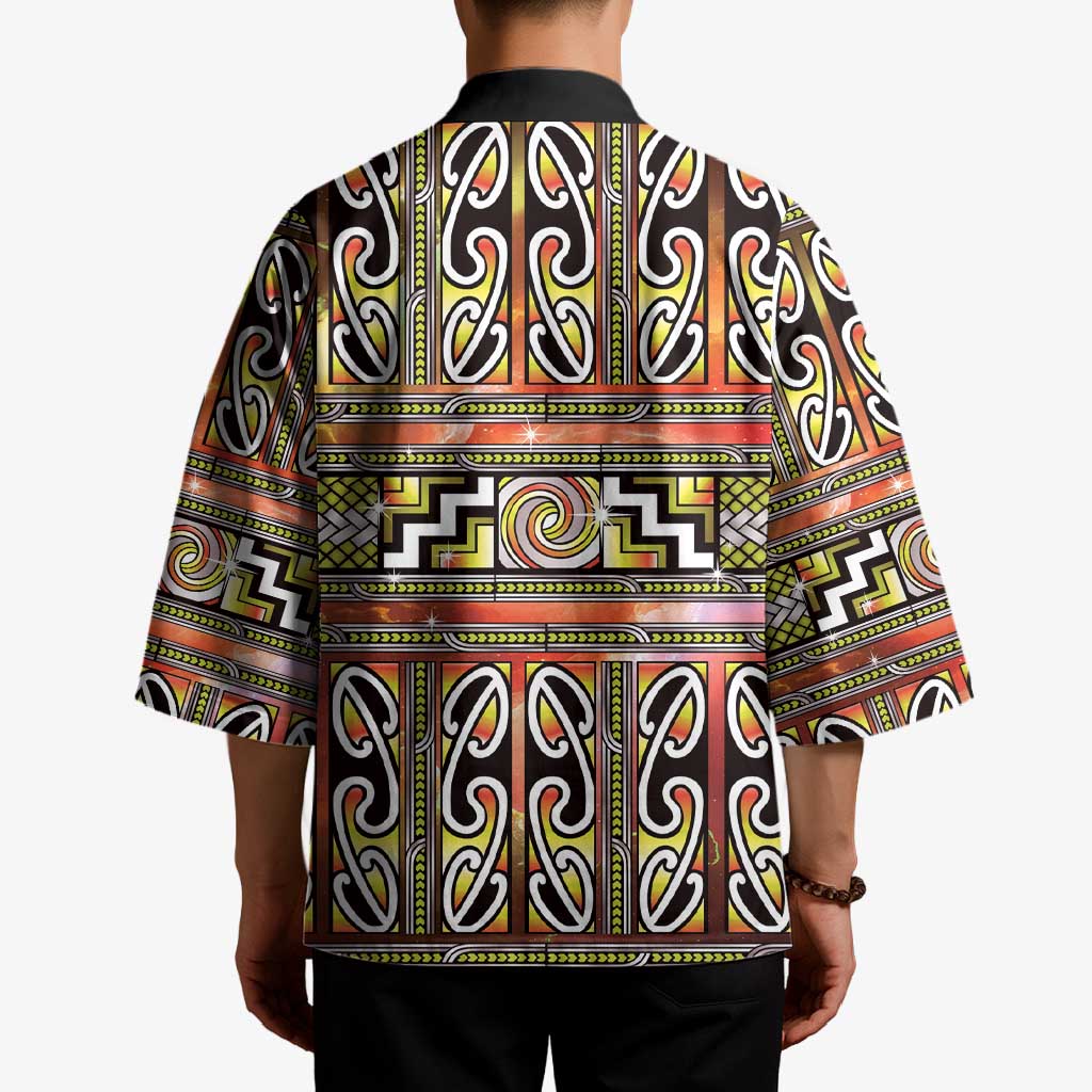 Maori Matariki Kimono Yellow Galaxy Aesthetic Koru Art