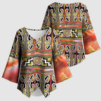 Maori Matariki Kimono Sleeve Blouse Yellow Galaxy Aesthetic Koru Art